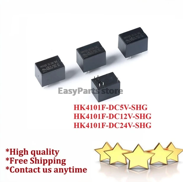 1/5Pcs HK4101F Relays HK4101F-DC5V-SHG HK4101F-DC12V-SHG HK4101F-DC24V-SHG DC 5V 12V 24V 3A Signal Relay 5pin Converter Rele