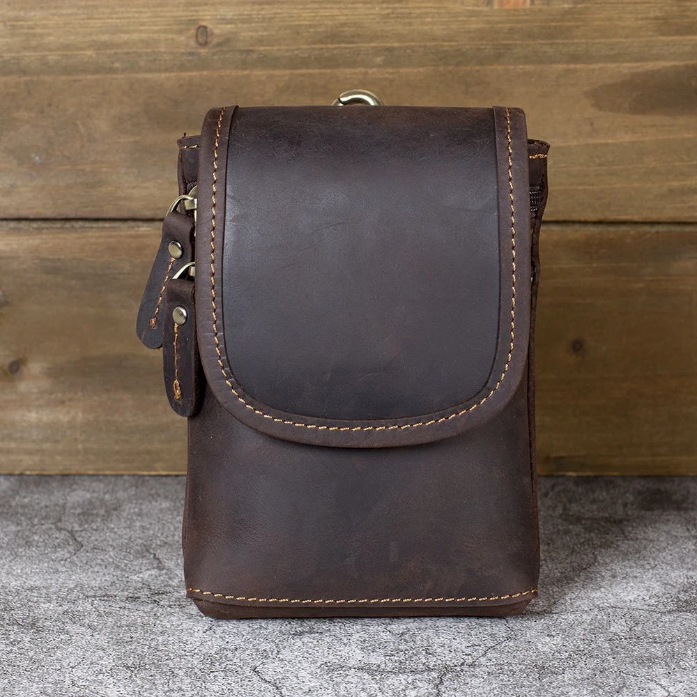 

Мужская сумка для телефона из натуральной кожи, осенне-зимняя, из желтой воловьей кожи высшего качества, винтажная, простая, портативная, подвесная сумка для мужчин среднего возраста