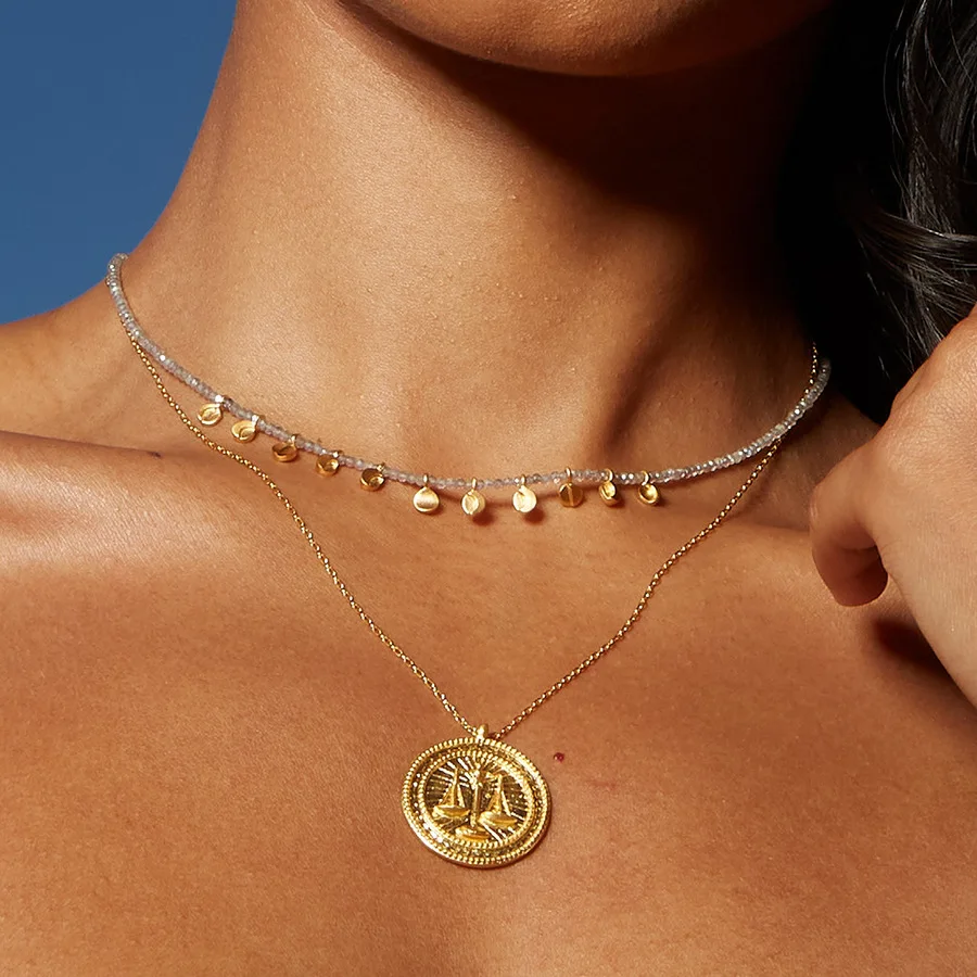 قلادة على الطراز البوهيمي، من الفولاذ المقاوم للصدأ مطلية بالذهب عيار 18 قيراط، مجوهرات ذات طبقات غامضة، مناسبة للنساء
