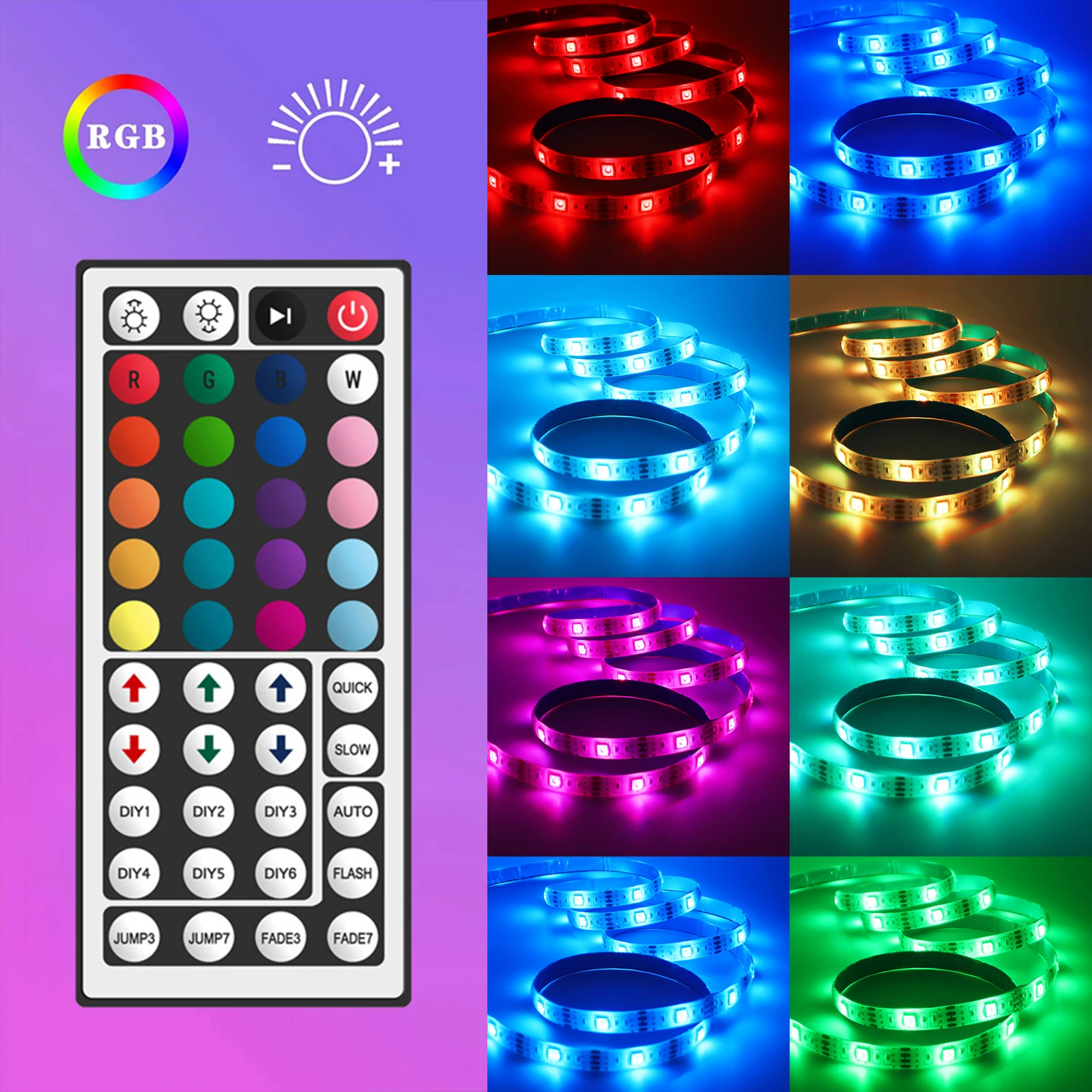 USB LED Strip Lights RGB 5050 Bluetooth Remote Control Kit 5V Flexible Ribbon LED Diode Tape Self-adhesive for Room TV Backlight