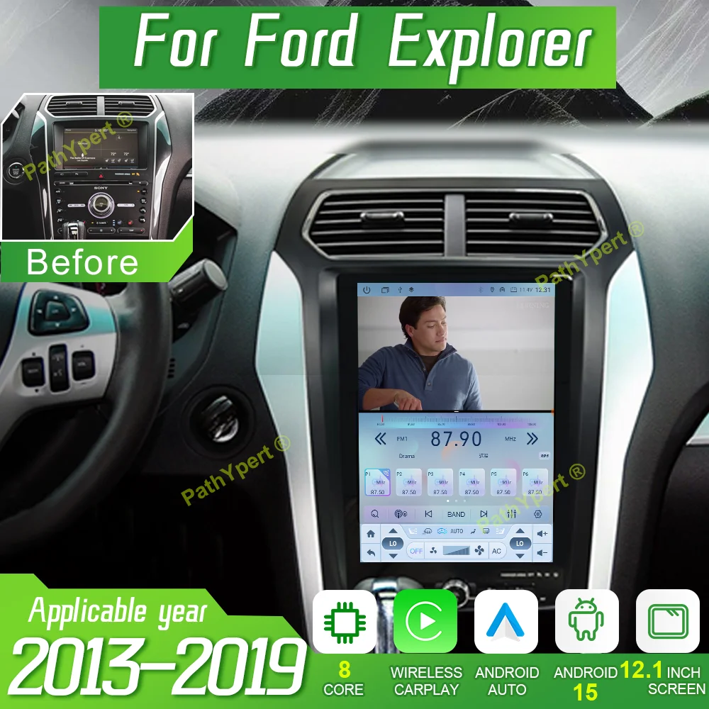 

12.1"Android 15 For Ford Explorer 2013-2019 Tesla Screen Car Radio Stereo Multimedia Player GPS Navigation BT DSP WIFI Carplay