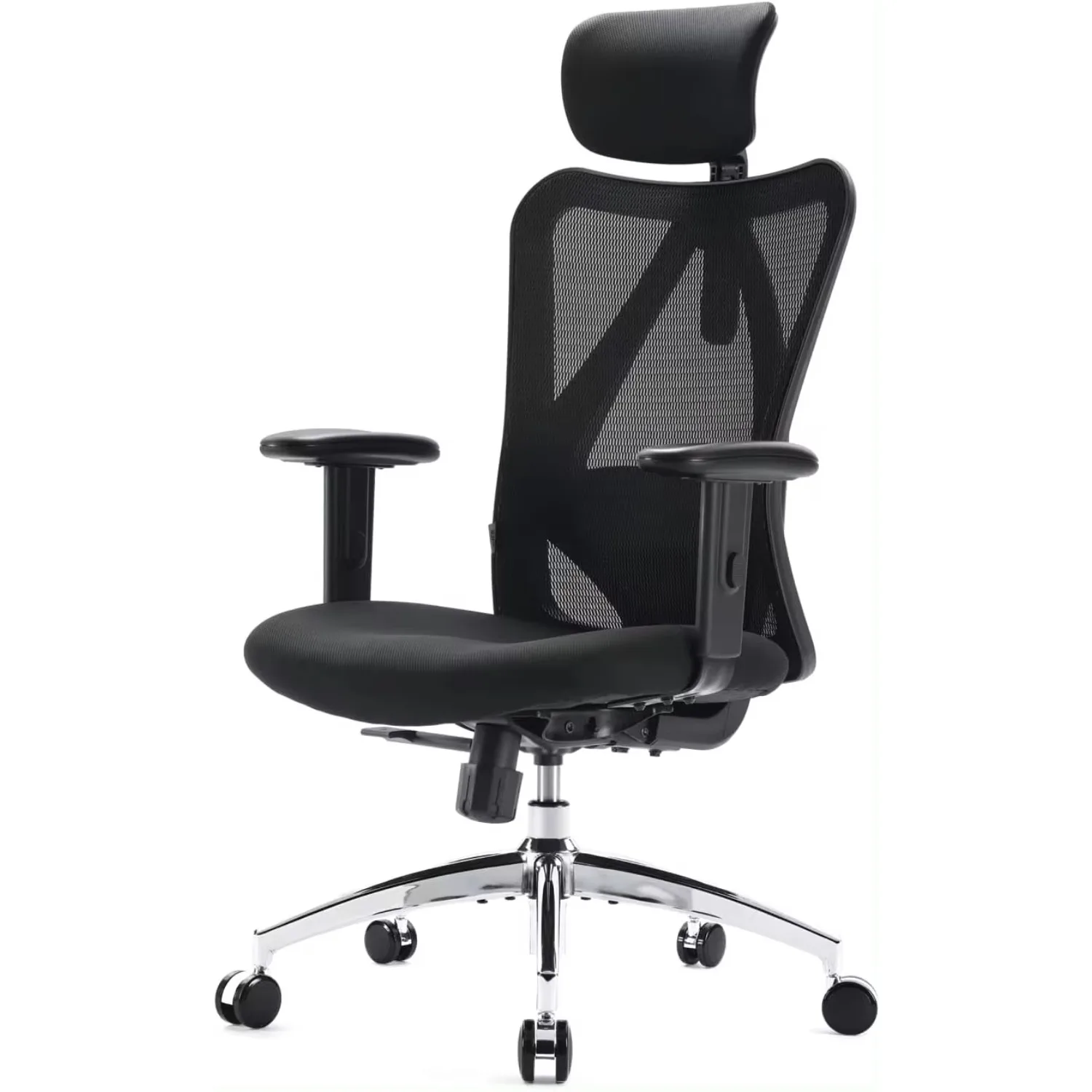 

Ergonomic Office Chair Adjustable Headrest with 2D Armrest Lumbar Support and PU Wheels Swivel Tilt Function