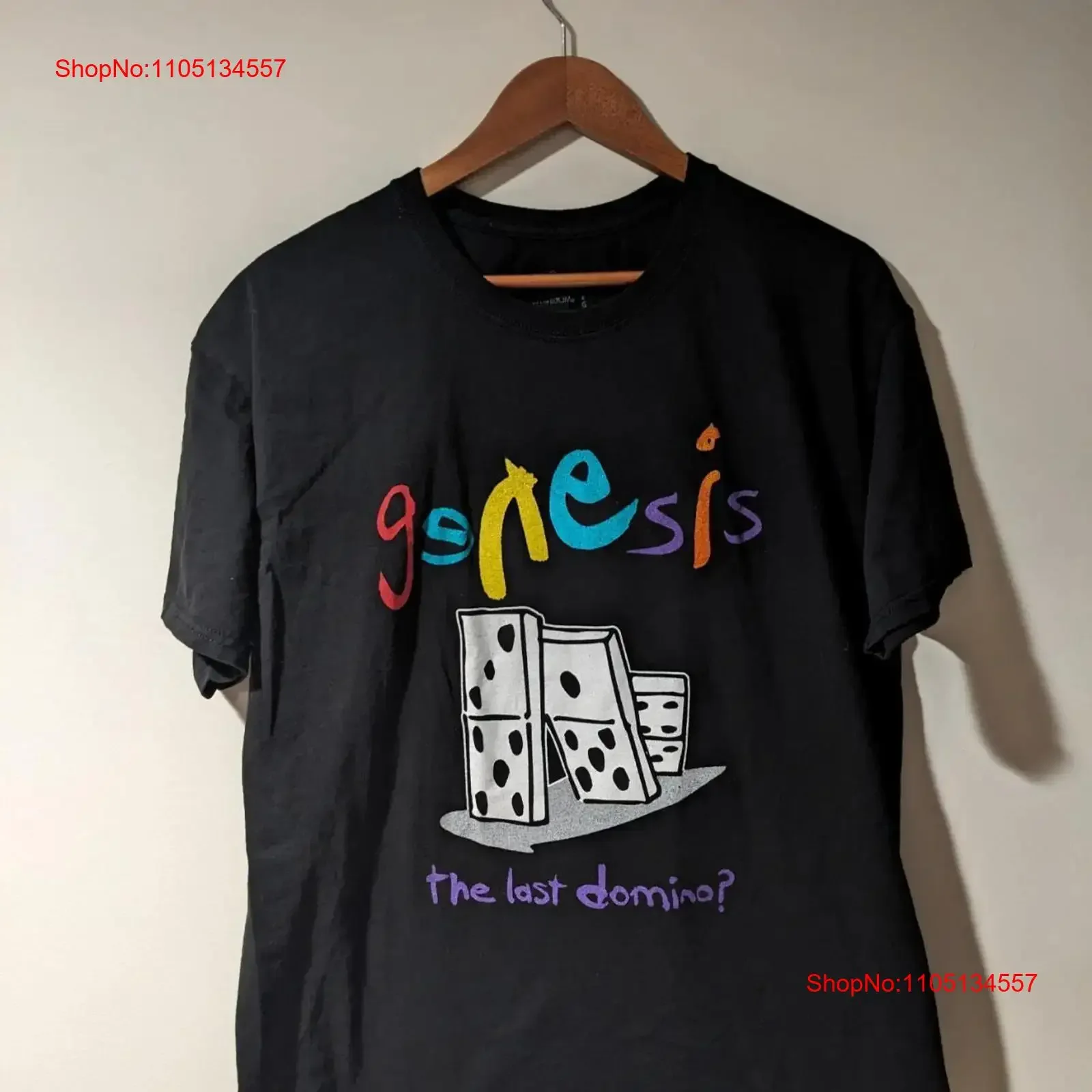 Genesis The Last Domino Short sleeve T shirt Remake tee 100 cotton NH16702 vintage Washed fashion Comfortable Casual Stretched