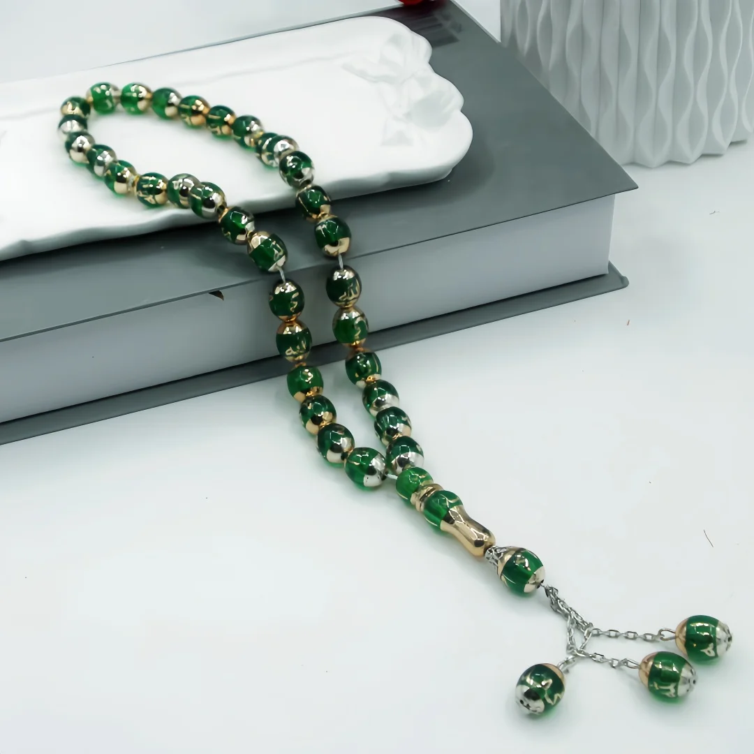 12mm 33 Beads Muslim Prayer Beads Unisex Muslim Prayer Beads Words Rosary Worship Supplies Accessory Religious Rosary Decor view 5