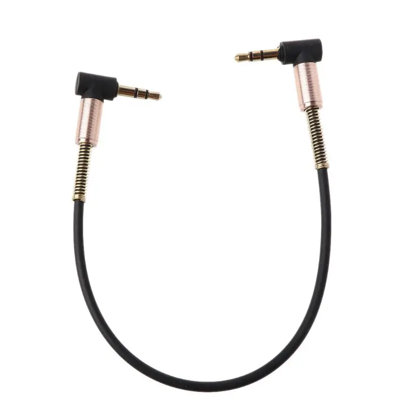 Car Aux Cord for Mobile Phone Tablet Player Stereo 24cm Dual 90 Degree Bending 3.5 mm to 3.5mm Male Cable