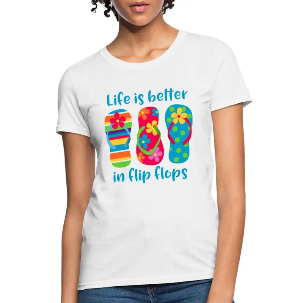 Life Is Better In Flip Flops Women's T-Shirt Unisex T-shirts Cotton Luxury Brand Vintage Oversized