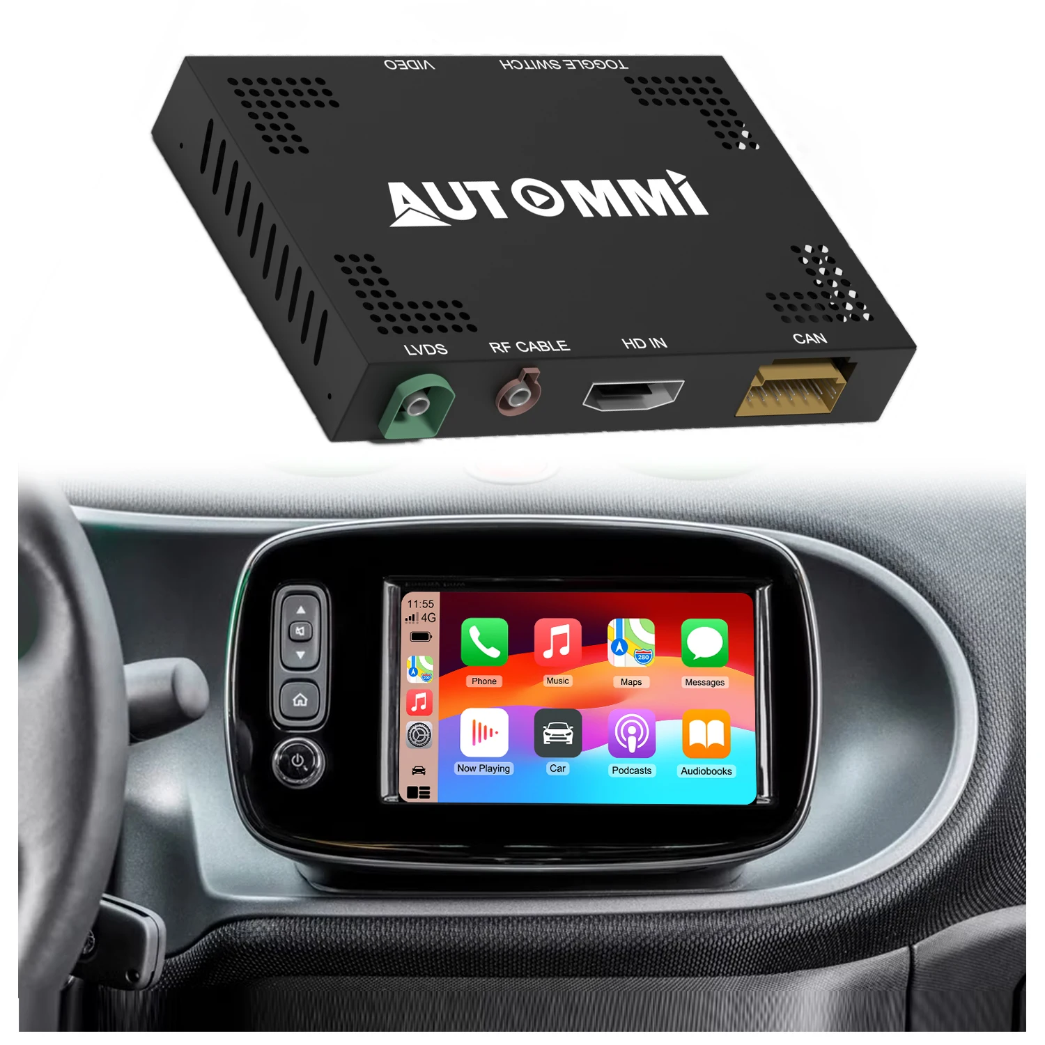Fortwo Forfour Wireless Apple CarPlay Adapter Car Multimedia MMI Box Android Auto CarPlay Decoding Box For 2016 - 2019 Smart