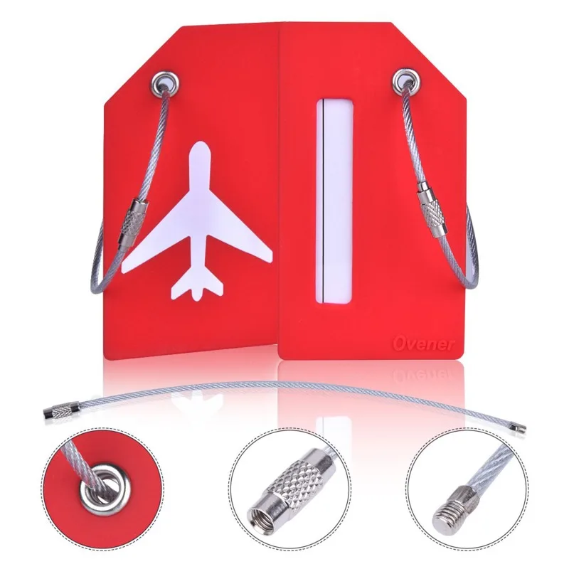 6 قطعة علامة الأمتعة السفر علامة معلقة حقيبة علامة الطائرة مع بطاقات الهوية اسم مكافحة خسر بلون إكسسوارات السفر