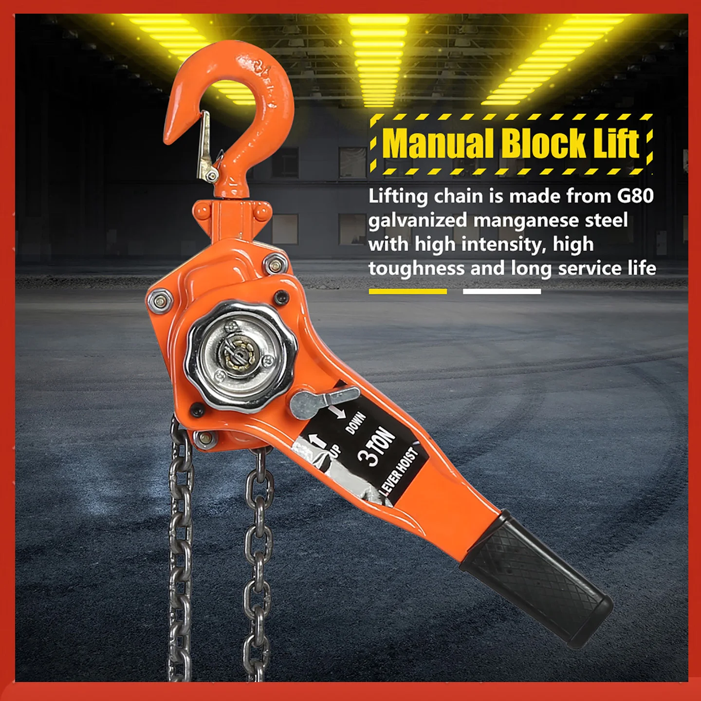 Palan à levier poulie palan bloc de chaîne couleur Orange 3t/3000kg bloc de chaîne palan palan à cliquet levier à cliquet poulie levage 3 mètres