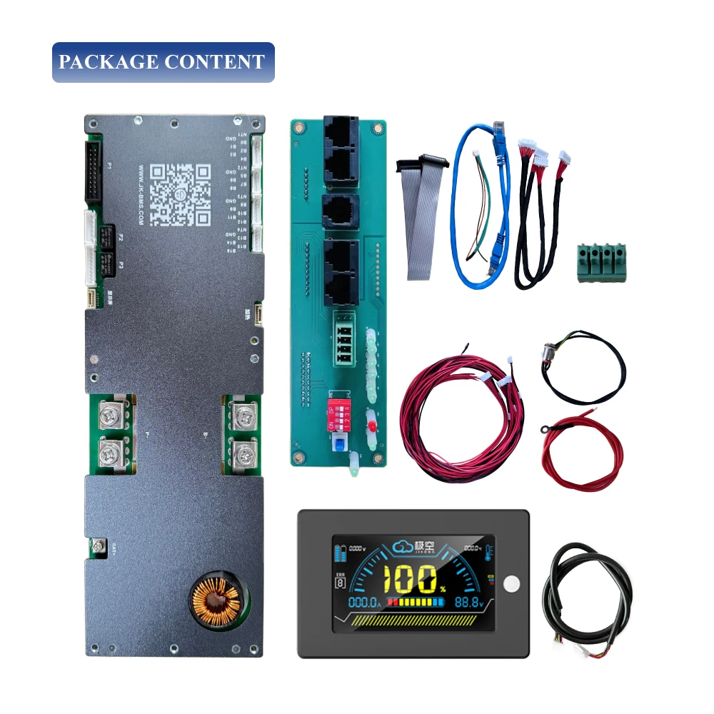 JIKONG BMS JK PB2A16S20P 3,2 pantalla LCD inversor Lifepo4 Li-ion LTO inversor 8S 16S 24V 48V para almacenamiento de energía familiar BMS inteligente