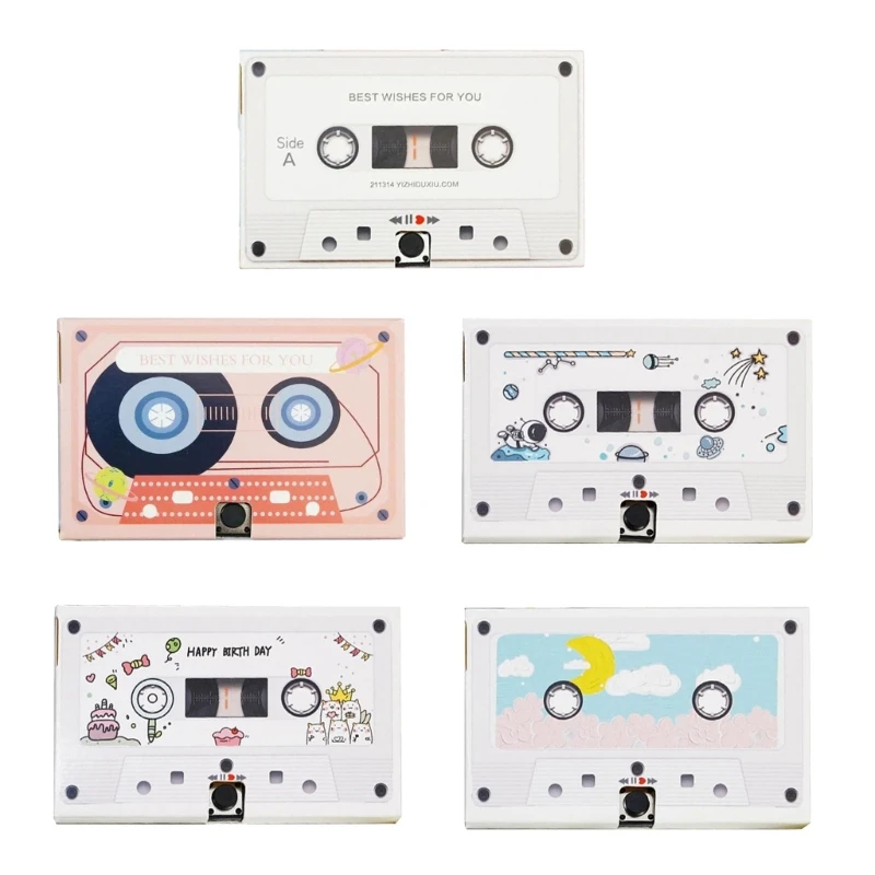 Greeting Card Voice Recorder Cassette Tape Shaped Recording Device Recordable Greeting Card for Birthday Valentines Day