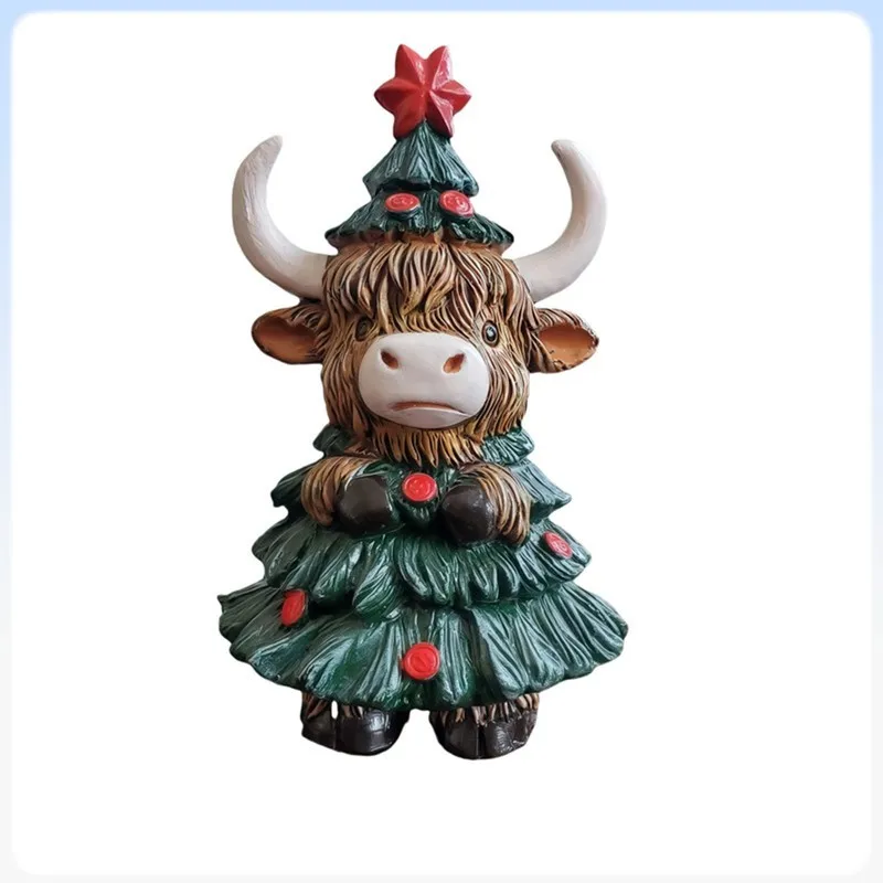 

10cm Halloween Figurine Ornament Adorable And Charming Highland Cow Bat Pumpkin Christmas Decorative Resin Figurine Toy Gift