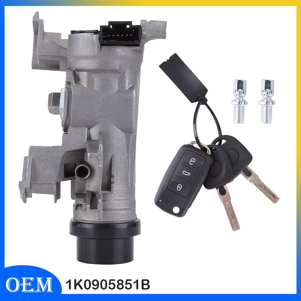 

Блок замка зажигания в сборе 1K0905851B, совместимый с VW JETTA 2006-2018 с корпусом ключа дистанционного управления