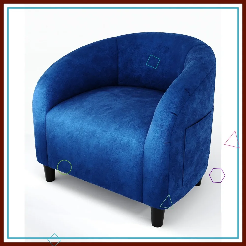 

Navy Blue Barrel Club Chair with Soft Padded Seat and Sturdy Legs for Living Room, Bedroom, or Waiting Room
