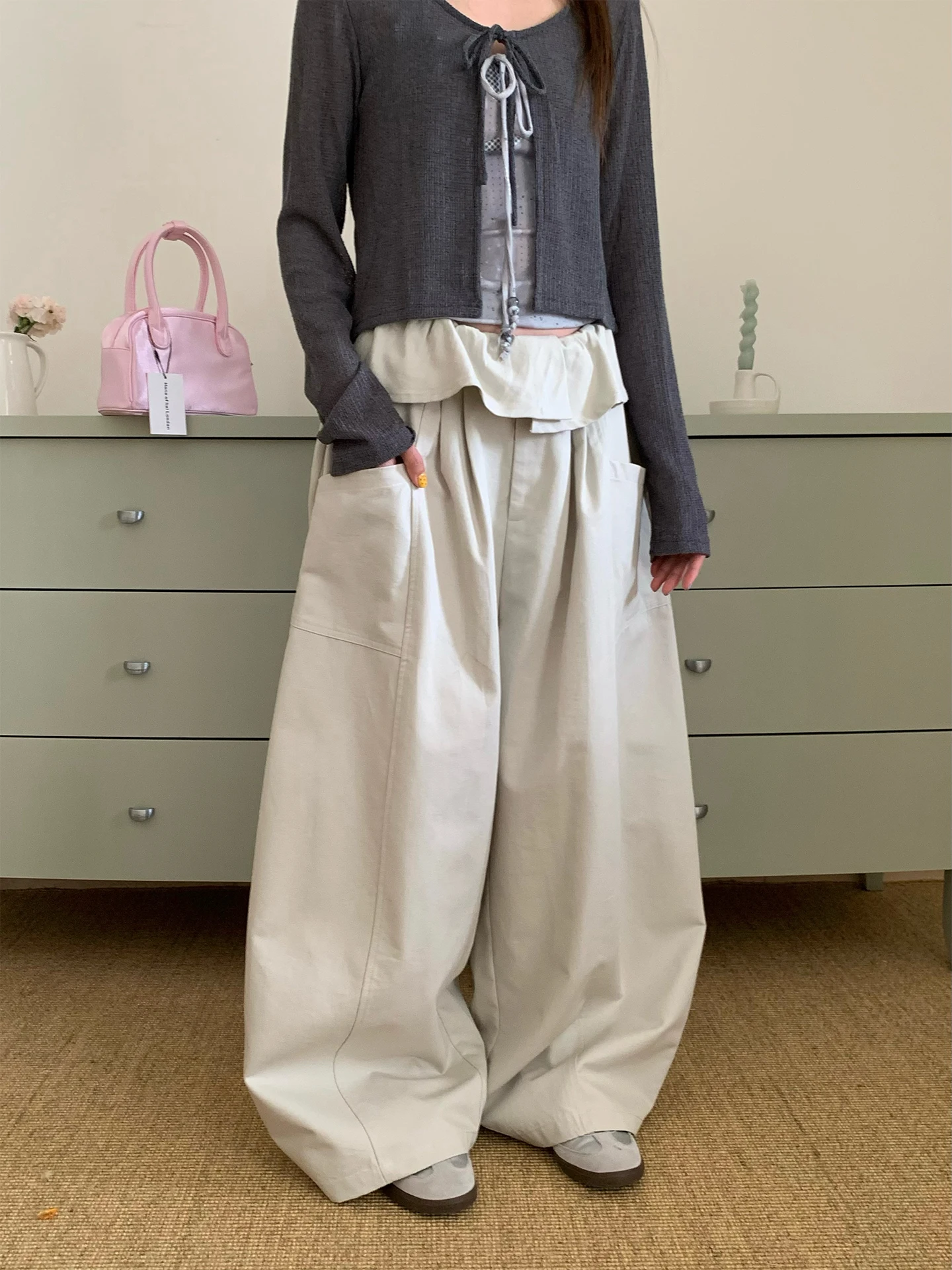 

Летние повседневные женские брюки свободного кроя с широкими штанинами, с цветочным принтом, с эластичным поясом, в повседневном стиле