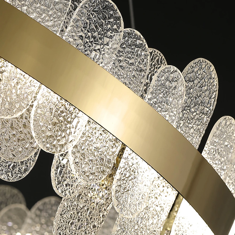 Led Postmodern Round Stainless Steel Golden Designer Chandelier Lighting Lustre Suspension Luminaire Lampen For Dinning Room