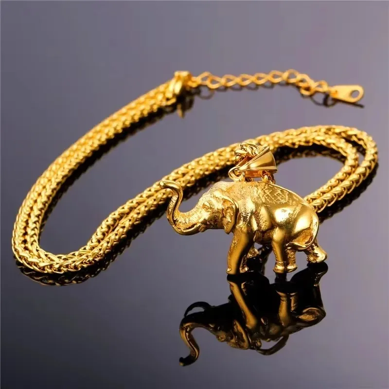 Stainless Steel Elephant Pendant Necklace for Men Women Cute Gift Unique Design Trendy Necklace Accessaries Birthday Gifts