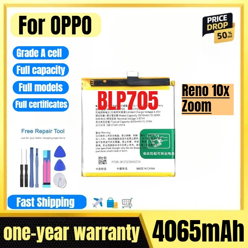 

BLP705 for OPPO Reno 10x Zoom Mobile Phone Battery High Quality High Capacity Replacement Bateria Grade A Cell with Tools