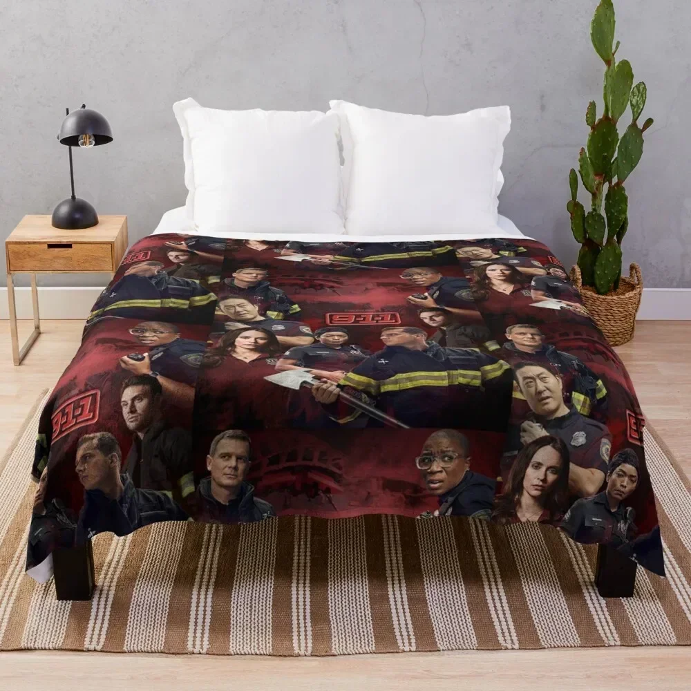 

9-1-1 - Red Glare Throw Blanket Modern Design Soft Blanket for Home Decor