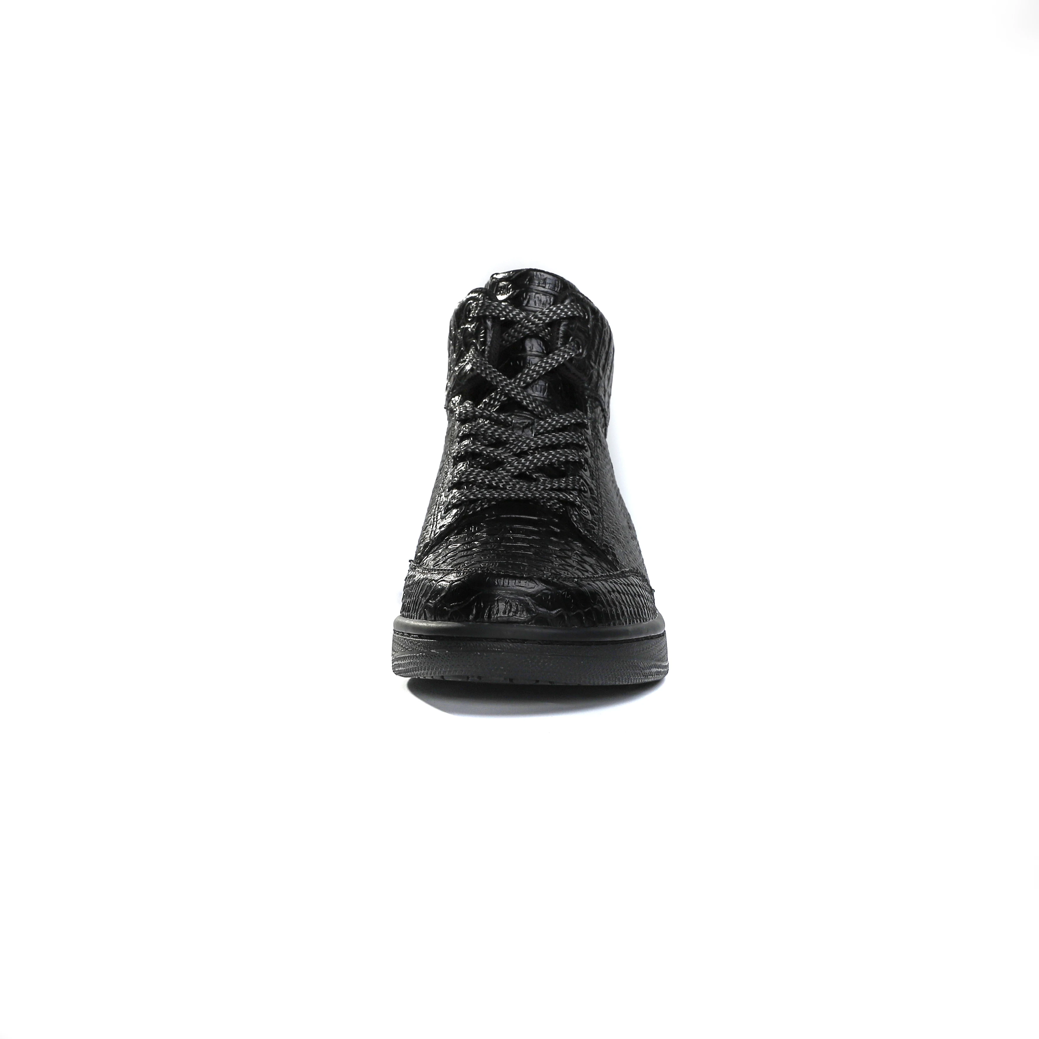 Soulsfen Men\'s Snakeskin Black Sneakers Lace Up Spring Autumn High Top Skate Shoes Outdoor Casual Shoes Women