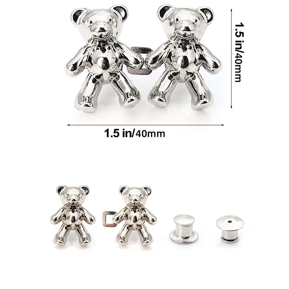 D&D 2pcs/pair Bear Tighten Waist Button Pin Adjustable Waist Buckle Extender Fashion Detachable Jean Buttons Pins