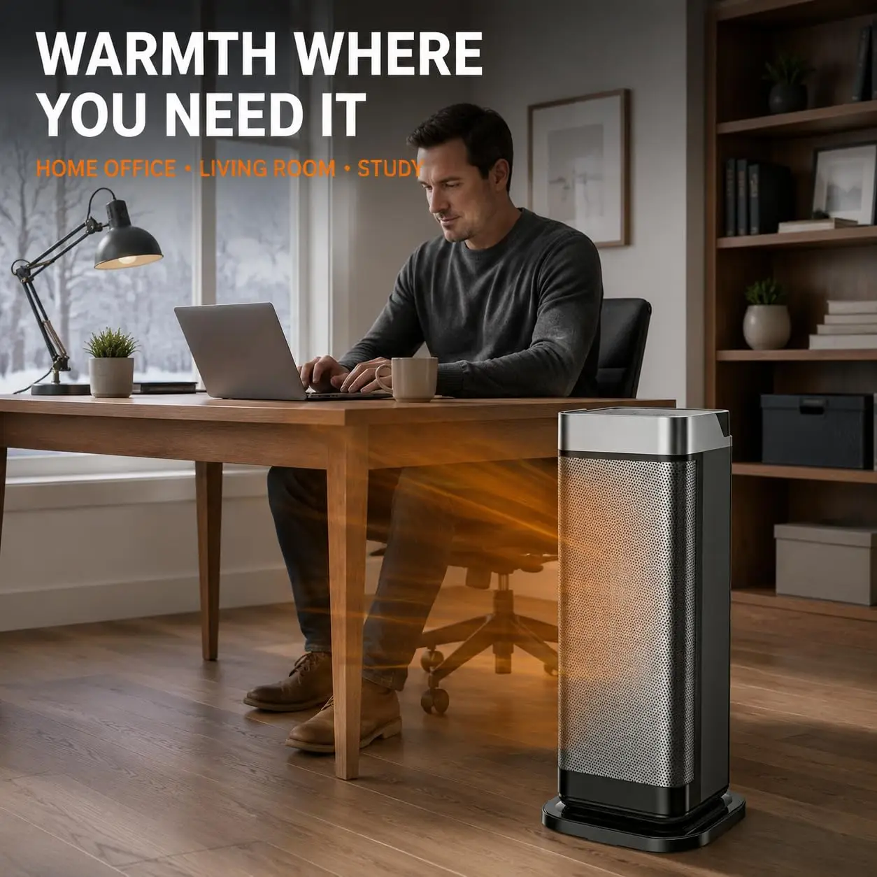 1500W Quiet Ceramic Space Heater with Oscillation Tip-Over Protection Portable Electric Heater for Bedroom, Office, Bathroom