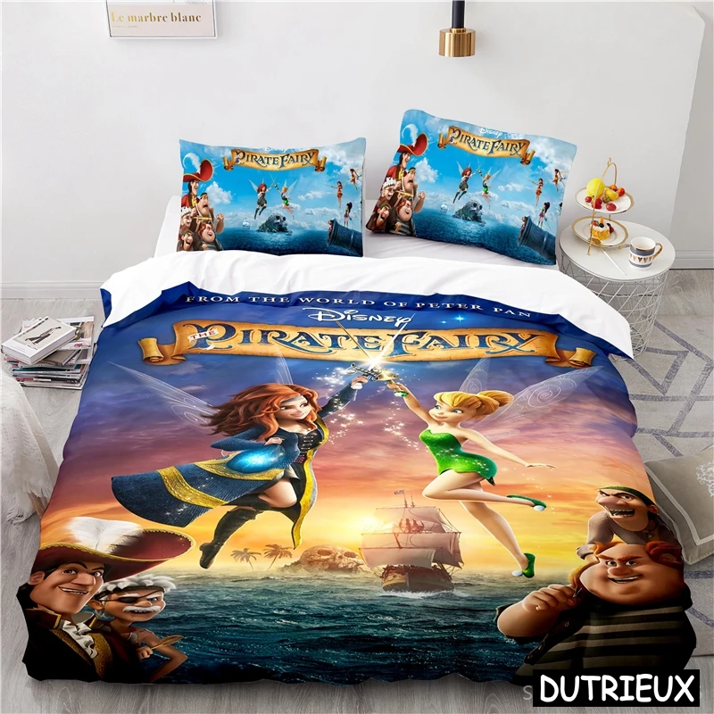 Tinker Bell Disney Fairies 3D Print Bedding Set Queen King Beautiful Girls Duvet Cover Set Comforter Cover Pillowcase Bedclothes