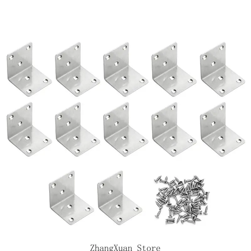L-förmiges Stahl-Eckstützen-Set mit Schrauben für die Reparatur von Schrankverbindungen, Regalstützen und Arbeiten an Möbelecken – Detail 2