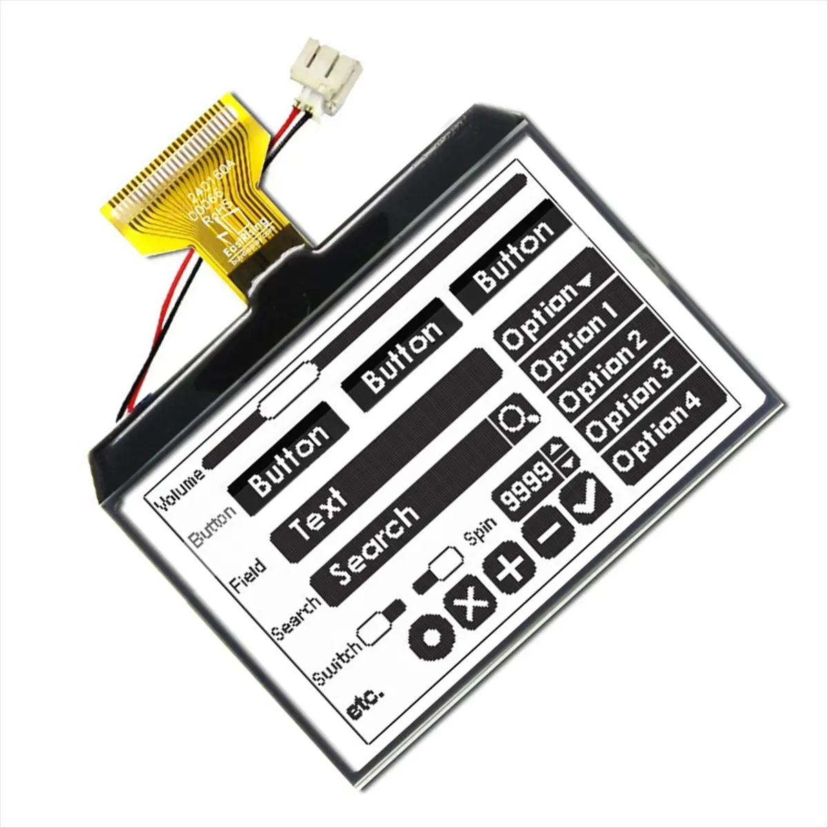 A40I 3.4inch 240x160 Dot Matrix LCD Display Serial Interface Black on White Free Backlight Connector