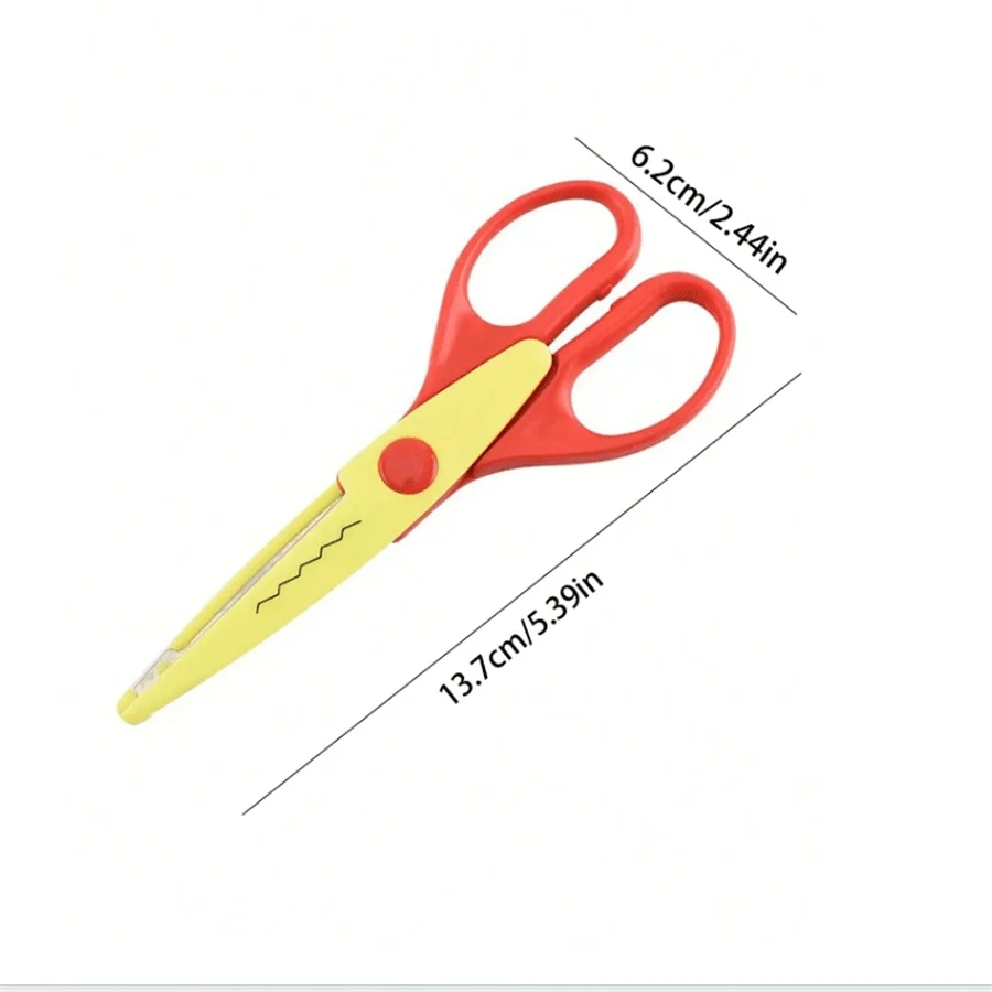 مجموعة مقصات سلامة الطفل مكونة من 6 أشكال مختلفة، مقص مصنوع يدويًا من الفولاذ المقاوم للصدأ وPPSU لسكرابوكينغ والمشروعات الفنية #6