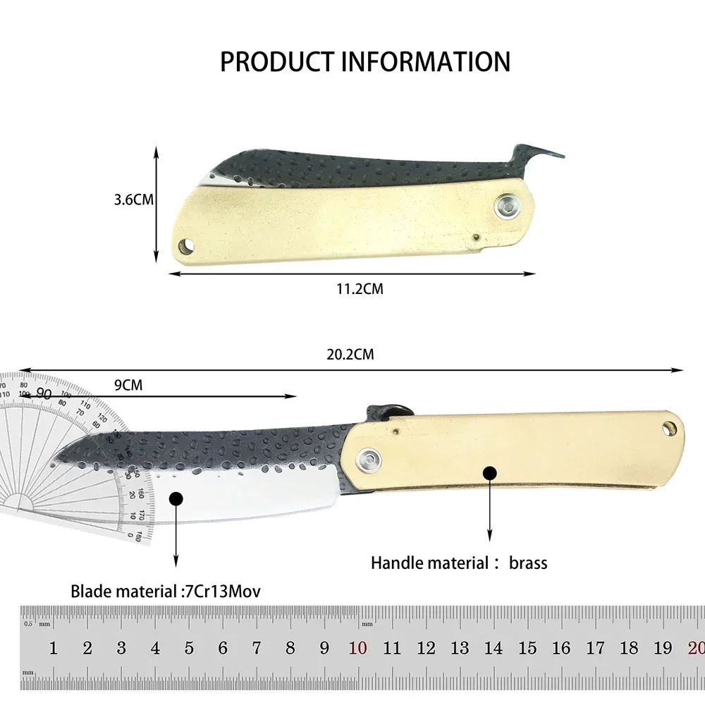 Higonokami 야외 접이식 칼 7Cr13Mov 블레이드 단조 강철 휴대용 포켓 나이프 생존 사냥 절단 하이킹 EDC 도구
