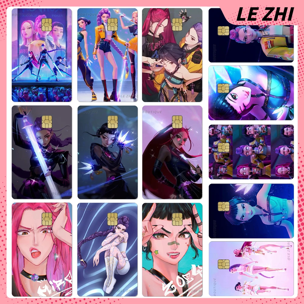 

2025 Popular Anime Kpop Demon Hunters Waterproof Small Chip Credit Card Skin Stickers Huntrix Bank Card Bus Metro Card Sticker