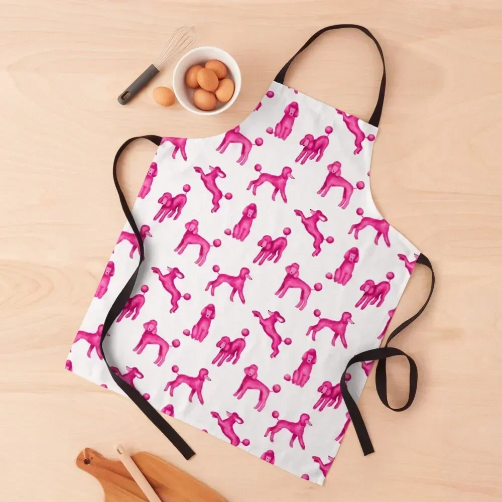 

Pink Poodles Apron For Nail Stylist Korean Kitchen accessories christmas Apron