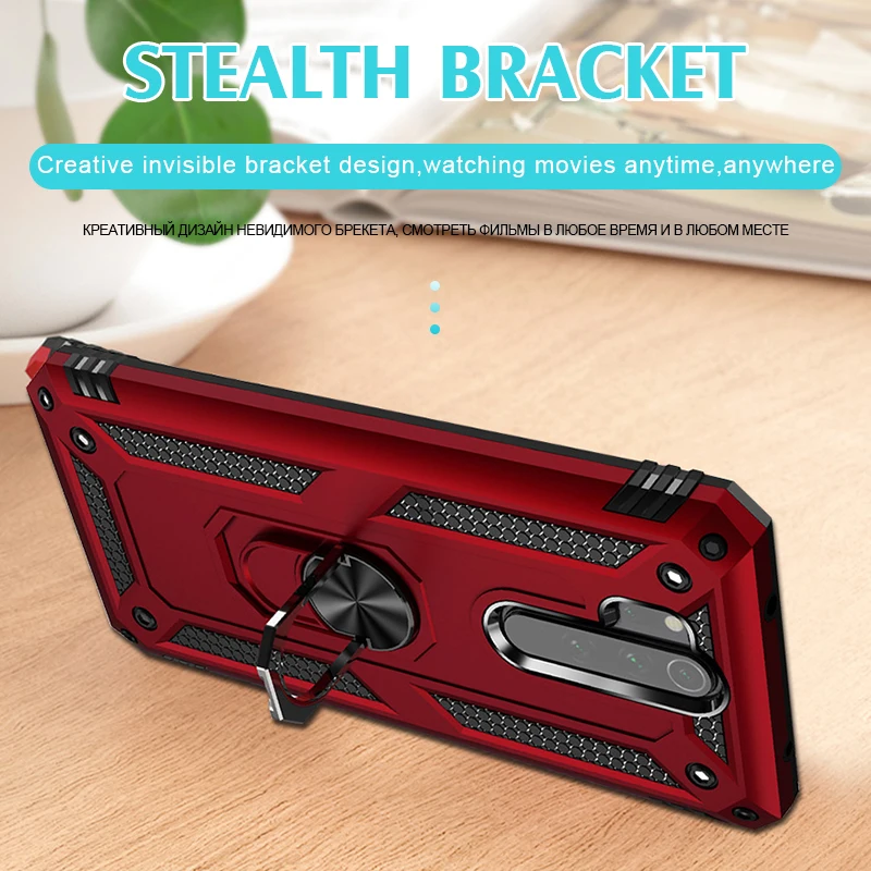 Luxury Armor Magnet Metal Ring Case For Xiaomi Redmi Note 7 8 Pro Shockproof Back Cover For Redmi 7A 8A Silicone Bumper Case