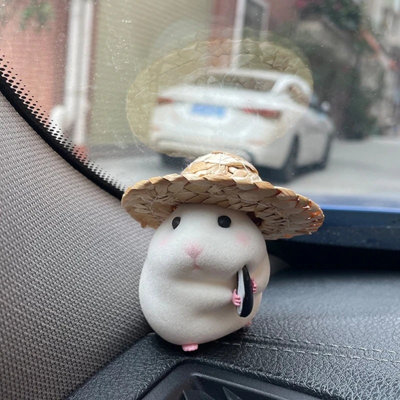 652F Attractive Hamster Car Decoration Hamster Dashboard Figure Seed Eating Hamster Auto Display Enhances Driving Experience