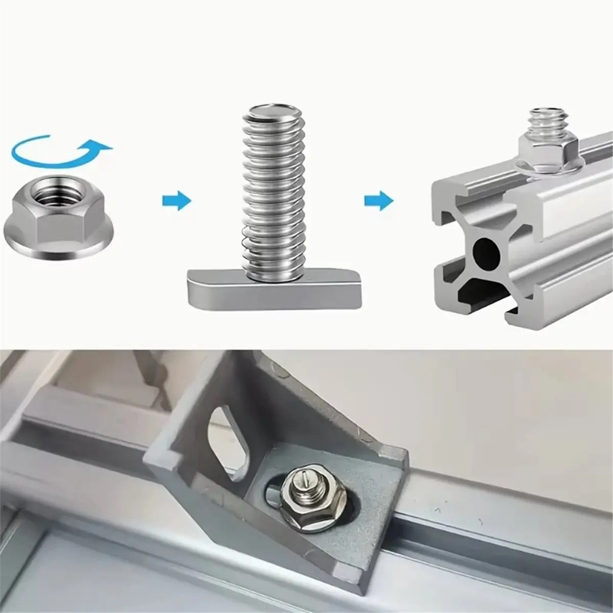 STOCK-40Pcs Stainless Steel -Bolts,Square Head Screws,M8 Hex Head Binding Screws with Flange for Greenhouses,Power Generation