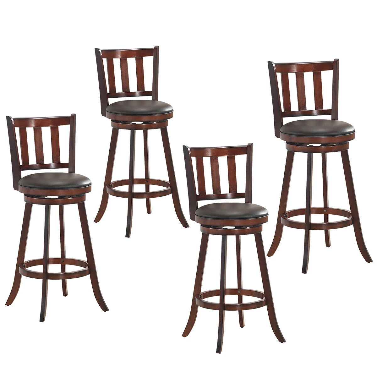 

Costway Set of 4 29.5'' Swivel Bar stool Leather Padded Dining Kitchen Pub Bistro Chair