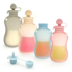 150ML Bpa Free Refillable Silicone Baby Food Bags Reusable Squeeze Storage Containers for Toddlers Kids Bpa Free Baby Feeding