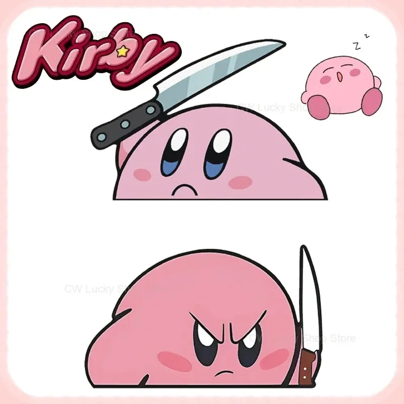 Kirby Cute Car Sticker Auto Anime Creative Door Body Scratch Cartoon Scratches Waterproof Stickers Car Decoration Accessories