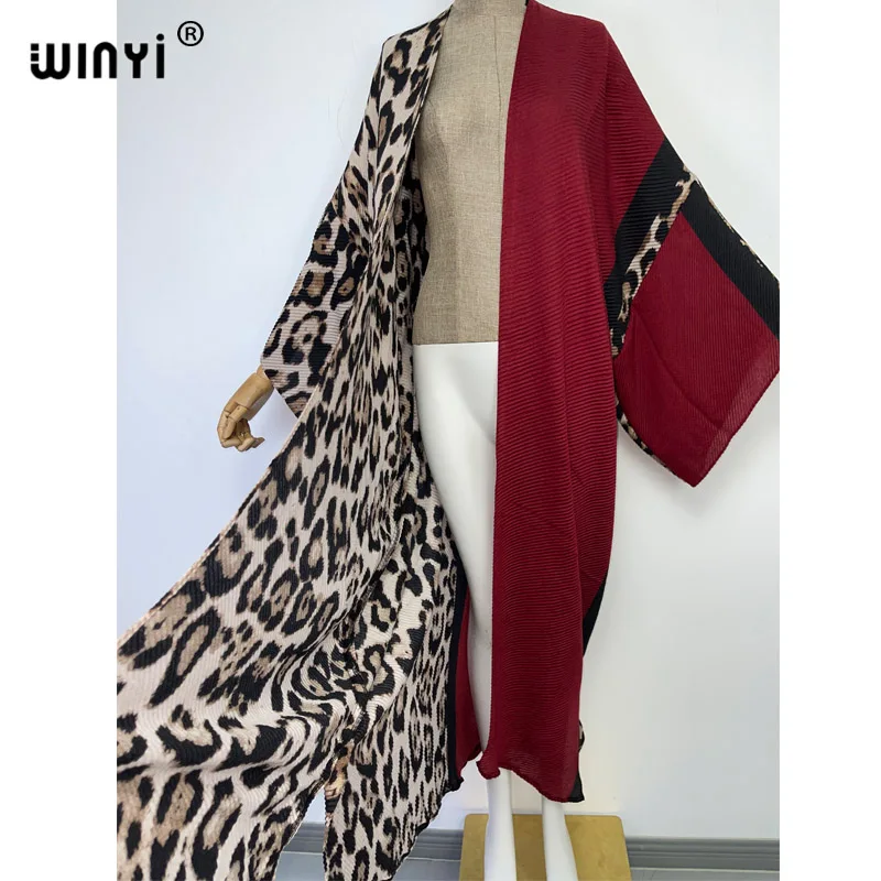 WINYI Europe fashion printing cotton Pleated dress Beach Wear elegant Africa women Cardigan Hot Bohemian holiday party Kimono