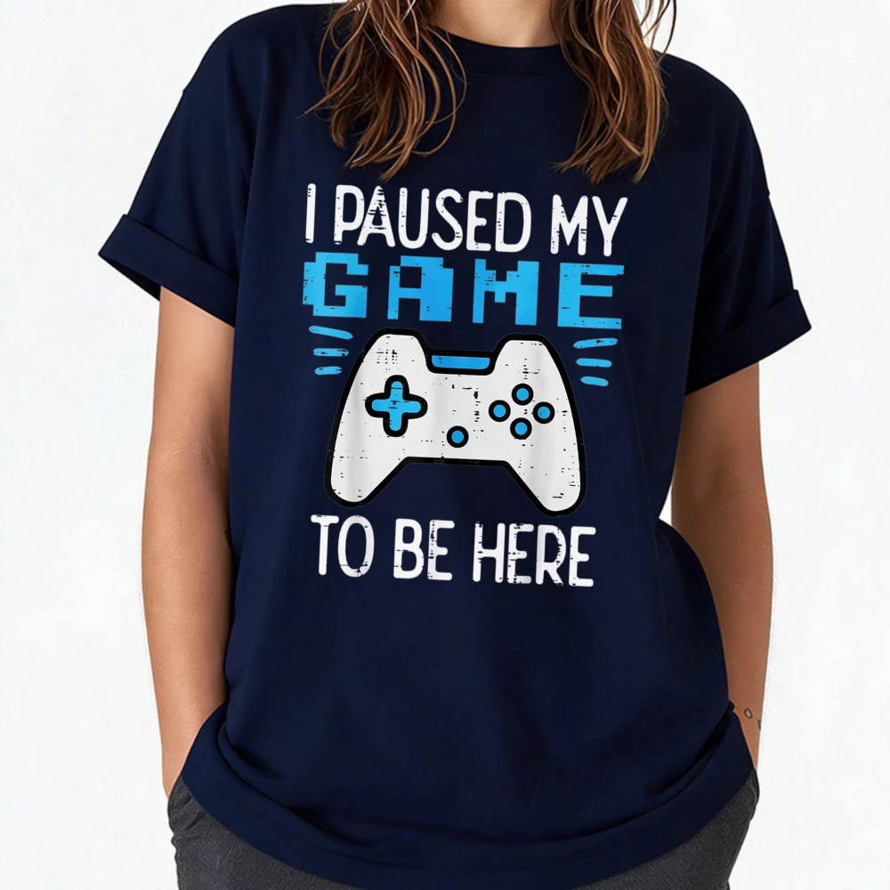 Paused My Game Gamer Controller Gaming Boys Men Youth T-Shirt Gothic Y2k Top Harajuku Women Clothing High Quality Cotton Tees