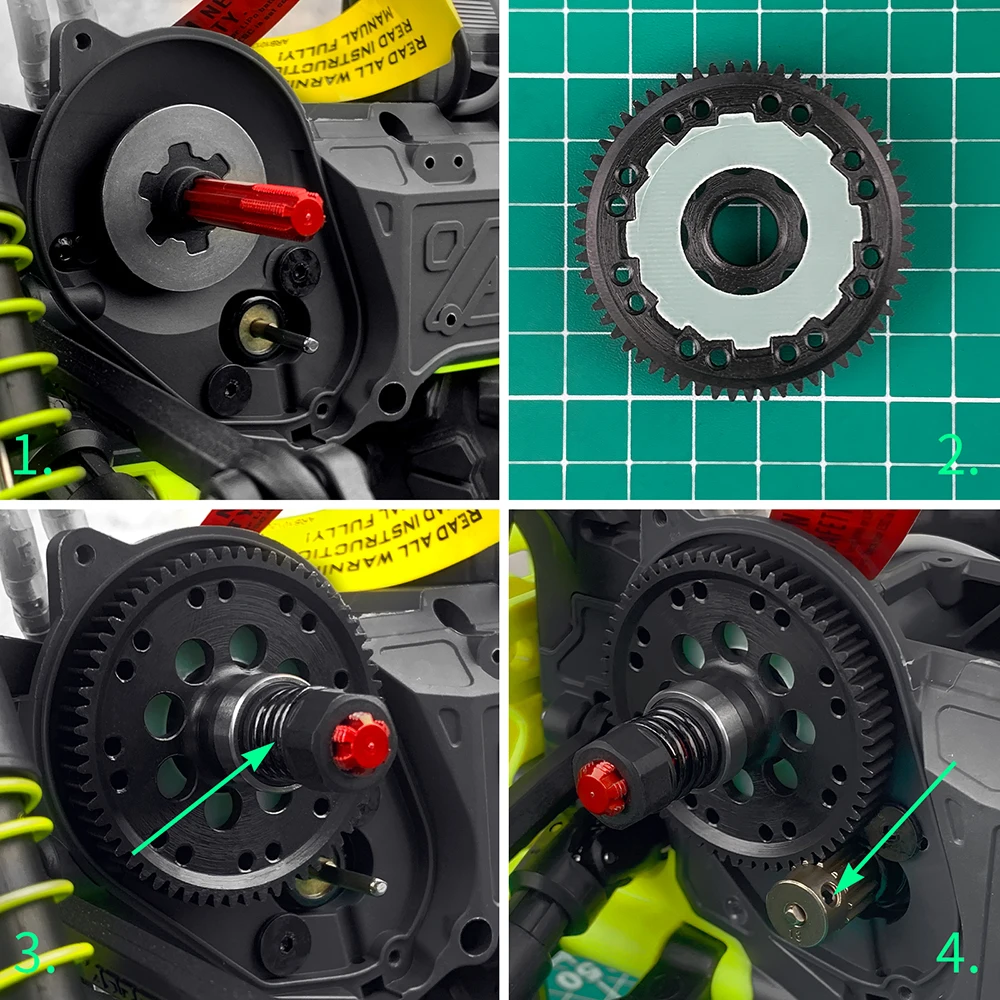 Yeahrun metal m0.8 61t 32p engrenagem principal de spur para 1/10 gorgon 4x2 mega 550 escovado monster truck peças de atualização