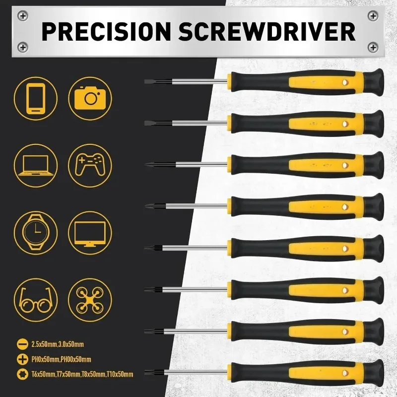 

140-Piece Magnetic Includes SAE & Metric Hex Keys, Precision Screwdriver Set with Plastic Racking,