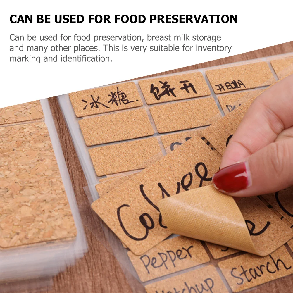 Cork Labels 24 Sheets Blank Water Resistant Bottle Stickers for Household Containers Food Storage Organizing Multi-Function