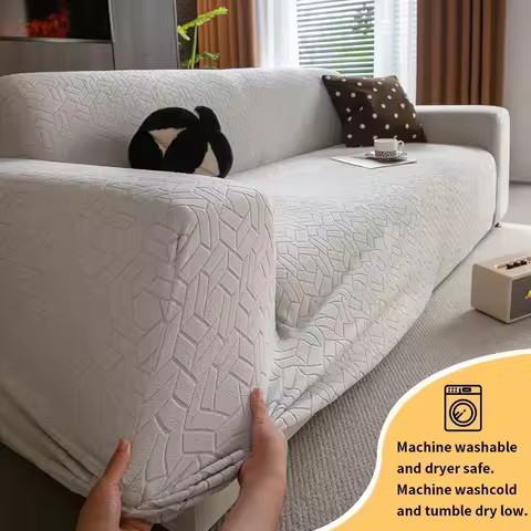 1PC-Rotating square grid sofa cover, universal for all seasons, anti-cat scratch, straight row, living room sofa cover
