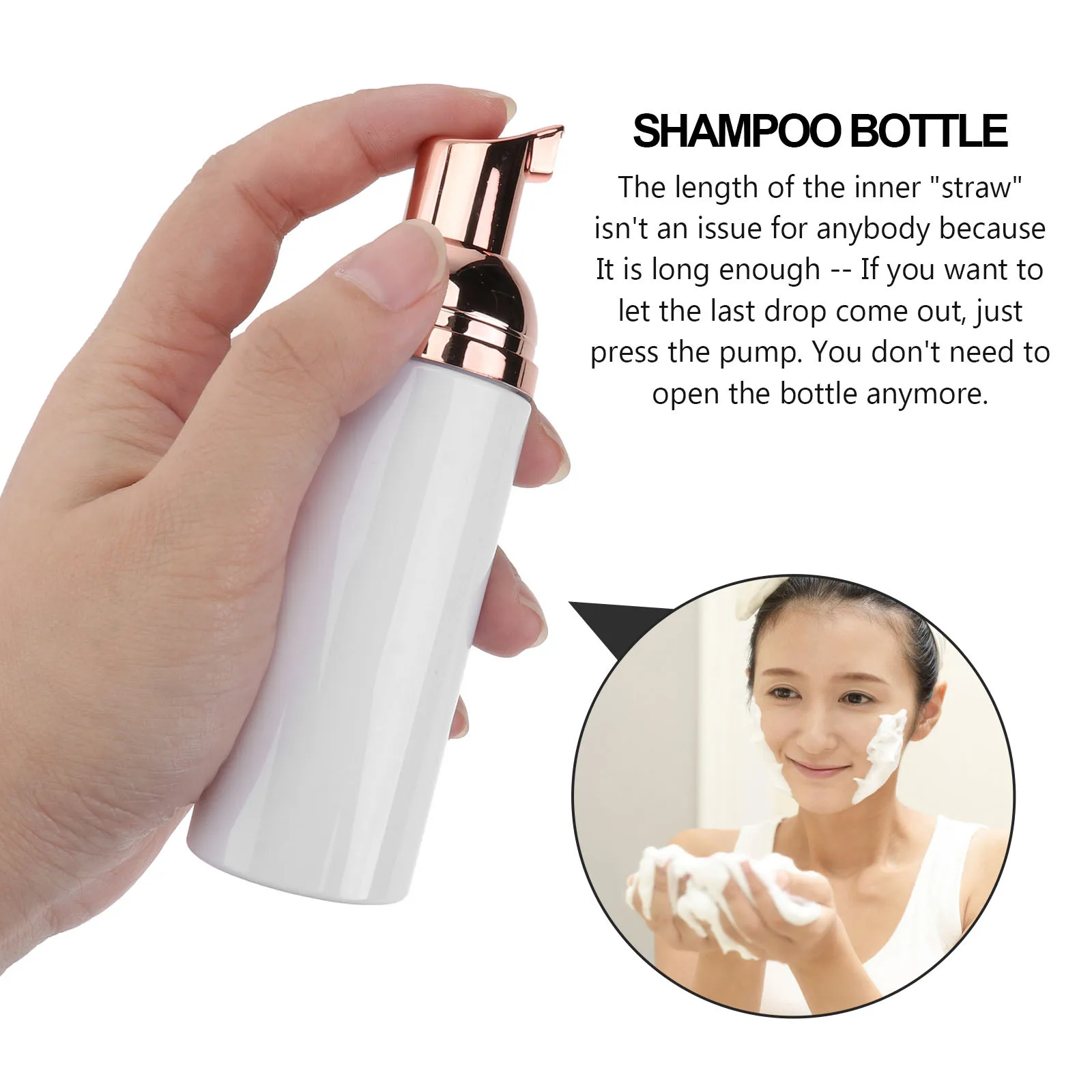 6 bottiglie con pompa in schiuma contenitori per trucco in plastica riutilizzabili testa della pompa in oro rosa per shampoo lozione detergente uso portatile