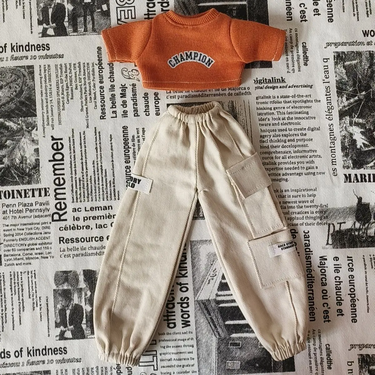 New 1/4 Doll's Clothes for Men & Women Doll Leaky Belly Button Top Plus Loose Cargo Pants Diy Toy Gift Doll Accessories, No Doll