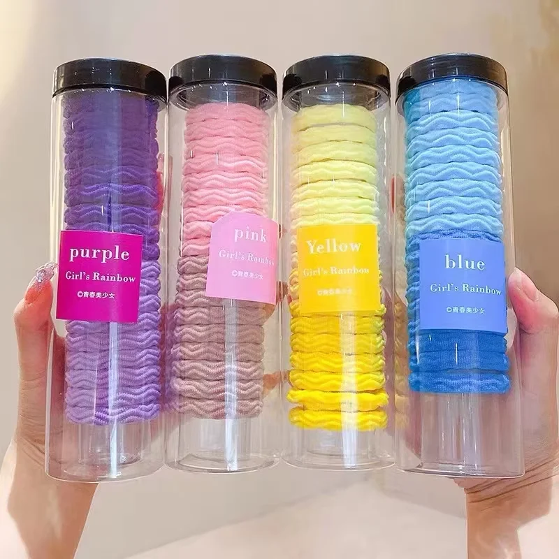 20 Stück/Box Bonbonfarbene Gewellte Gestreifte Haargummis für Frauen Schlichte Hochelastische Haarbänder Modische Mädchen-Haaraccessoires Scrunchies