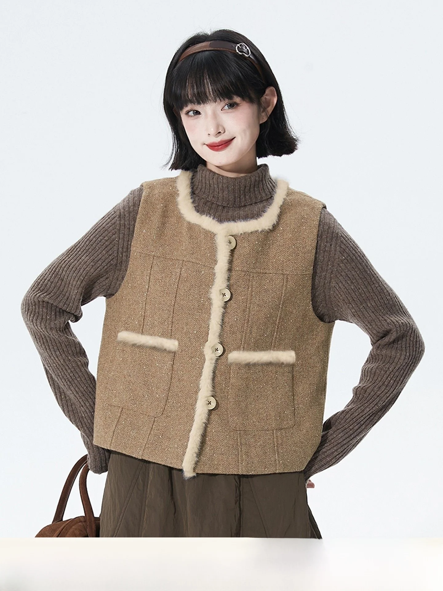 

Оригинальный дизайн, жилет Oaeal в стиле пэчворк из хлопково-шерстяной смеси с квадратным воротником и разрезами, модная женская куртка для молодых женщин