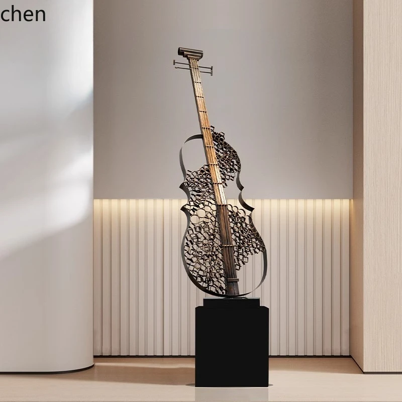 

neoclassical violin ornament porch living room TV cabinet next to floor decoration hotel lobby sculpture artwork